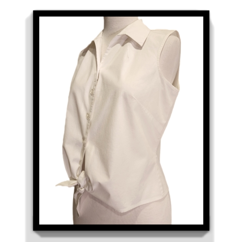 Cropped Tie Button-Down Shirt - image 3